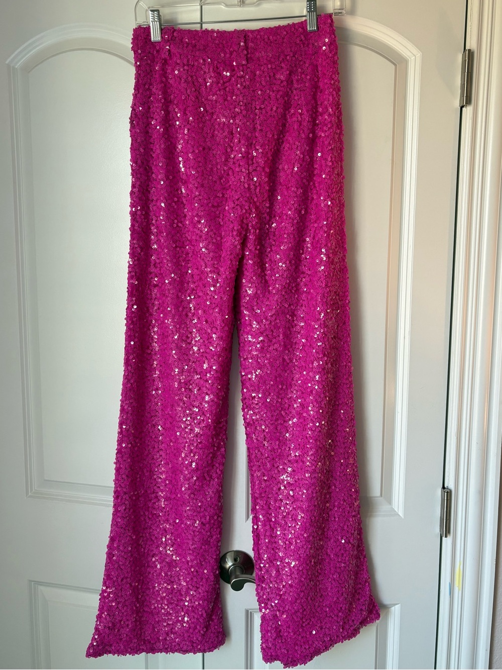 Nasty Gal Hot Pink Sequin Wide-Leg Pants - Picture 6 of 6